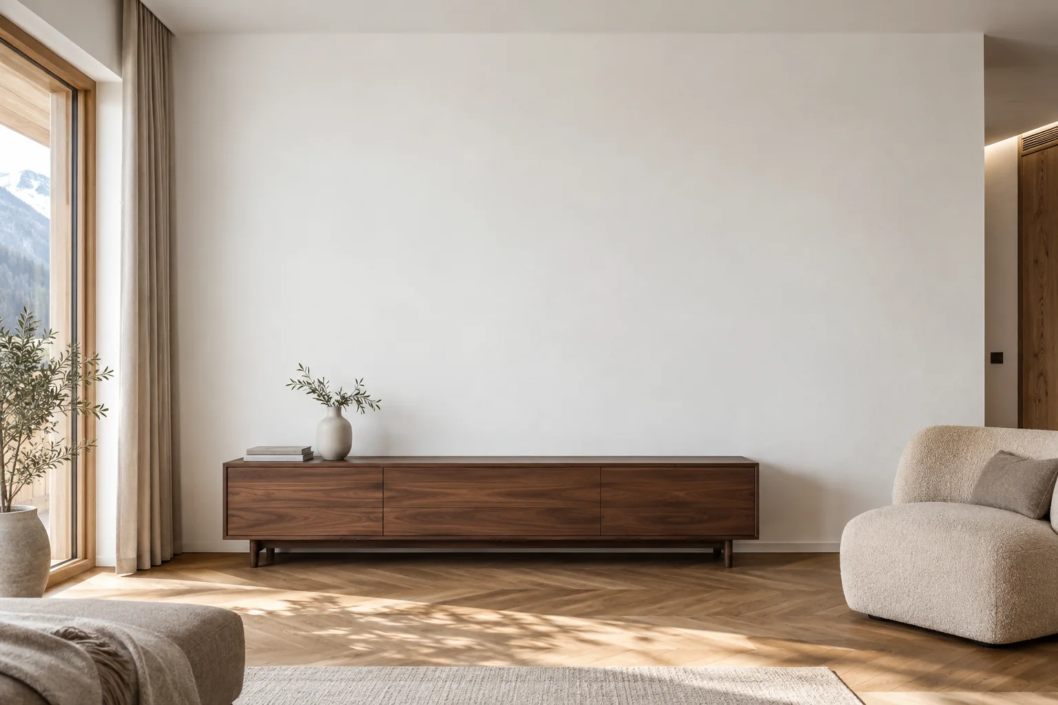 Derselbe Raum mit weißer Wand